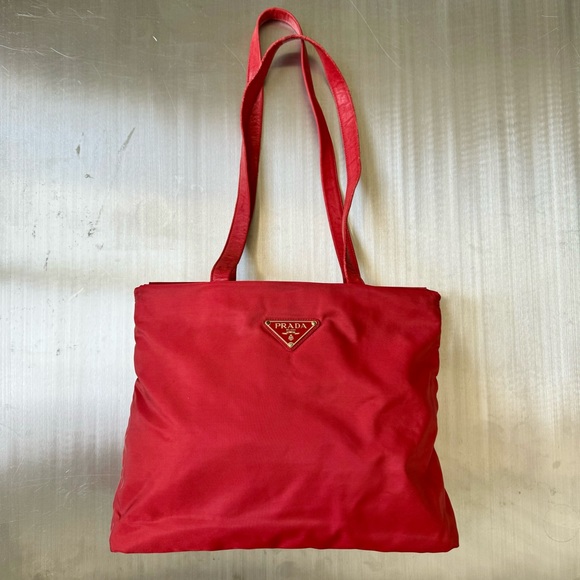 Prada Vintage Oversized Tessuto Nylon Tote in Red - Picture 2 of 9